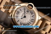 Cartier Ballon Bleu De Small Swiss Quartz Yellow Gold Case/Bracelet with Silver Dial and Black Roman Numeral Markers