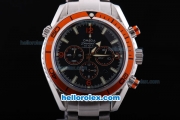 Omega Seamaster Planet Ocean Chronograph Automatic with Black Dial,Orange Bezel-Stainless Steel Strap