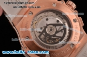 Hublot Big Bang Chrono Clone HUB4100 Automatic Rose Gold/Ceramic Case with White Rubber Strap White Dial