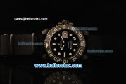 Rolex GMT-Master II Swiss ETA 2836 Automatic Movement PVD Case with Black Dial and Black Nylon Strap