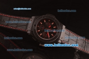 Hublot Big Bang Swiss Valjoux 7750 Automatic Carbon Fiber Case with Black Dial and Red Markers