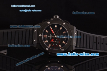 Hublot King Power Chronograph Miyota OS20 Quartz PVD Case with Black Rubber Strap Stick Markers and Black Dial