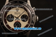 Rolex Daytona Vintage Edition Chrono Miyota OS20 Quartz Steel Case with White Dial and Black Leather Strap