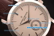 Vacheron Constantin Patrimony Automatic Steel Case with White Dial and Brown Leather Strap