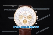 Breitling Navitimer 01 Swiss Valjoux 7750 Automatic Steel Case with White Dial Brown Leather Strap and Stick/Arabic Numeral Markers (GF)
