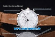 Junghans Max Bill Chronoscope Miyota OS10 Quartz PVD Case White Dial Brown Leather Strap and Stick Markers