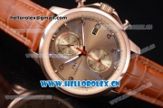 IWC Portugieser Yacht Club Asia ST25 Automatic Rose Gold Case with Rose Gold Dial Arabic Numeral Markers and Brown Leather Strap