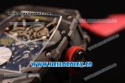 Richard Mille RM 055 Miyota 9015 Automatic Carbon Fiber Case with Skeleton Dial and Red Nylon/Leather Strap