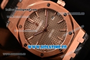 Audemars Piguet Royal Oak 41MM Clone AP Calibre 3120 Automatic Rose Gold Case with Grey Dial Black Leather Strap - Stick Markers (EF)