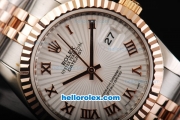 Rolex Datejust Automatic Rose Gold Bezel with Roman Marking and White Dial