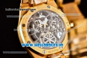 Audemars Piguet Royal Oak Skeleton Tourbillon Swiss Tourbillon Manual Winding Yellow Gold Case Skeleton Dial With Dots Markers Yellow Gold Bracelet