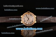 Cartier Ballon Bleu de 42MM Swiss ETA 2836 Automatic Yellow Gold Case with Brown Leather Strap White Dial and Diamond Bezel (Z)