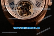 Cartier Cle de Cartier Swiss Tourbillon Manual Winding Rose Gold Case with White Dial and Brown Leather Strap