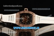 Richard Mille RM035-02 Americas Japanese Miyota 9015 Automatic Rose Gold Case Skeleton Dial With Dots Markers White Rubber Strap