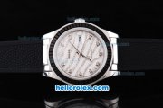 Rolex Datejust New Model Oyster Perpetual ETA Case with Black Diamond Bezel and White Diamond Crested Dial-Black Rubber Strap Rolex Datejust New Model Oyster Perpetual ETA Case with Black Diamond Bezel and White Diamond Crested Dial-Black Rubber Strap