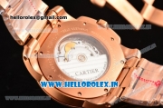 Cartier Calibre De Swiss ETA 2824 Automatic Full Rose Gold with Roman Numeral Markers and Rose Gold Dial