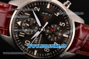 IWC Pilot's Chrono Swiss Valjoux 7750 Automatic Steel Case with Black Dial White Markers and Brown Leahter Strap - 1:1 Original