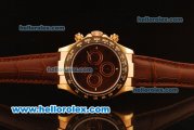 Rolex Daytona Chronograph Swiss Valjoux 7750 Automatic Rose Gold Case with Brown Dial and Brown Leather Strap