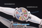 Gaga Milano Italy Asia 6497 Manual Winding Steel Case with White Dial and White Strap - colorized Markers