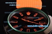 Rolex Milgauss SE Stealth Orange Asia 2813 Automatic PVD Case Orange Nylon Strap with Black Dial Orange Stick Markers