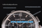 Cartier Rotonde De Chrono Miyota Quartz Steel Case with Black Starry Dial and Silver Stick Markers