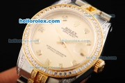 Rolex Datejust Automatic Movement Golden Dial with Diamond Bezel and Two Tone Strap