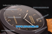 Panerai Luminor Marina 1950 3 Days PAM 386 Clone P.9000 Automatic PVD Case with Black Dial Brown Leather Strap and Stick/Numeral Markers - 1:1 Original