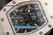 Richard Mille RM 011 Chronograph 7750 Auto Ceramic Case with Skeleton Dial and White Rubber Strap - 1:1 Origianl (KV)