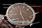 Patek Philippe Calatrava Miyota OS2035 Quartz Steel Case with Roman Numeral Markers and Brown Dial