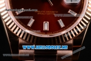 Rolex Day-Date Swiss ETA 2836 Automatic Rose Gold Case/Bracelet with Brown Dial and Stick Markers (BP)