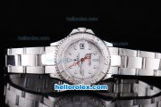 Rolex Yacht-Master Oyster Perpetual Chronometer Automatic with White Bezel,White Dial and White Round Bearl Marking-Small Calendar and Lady Size