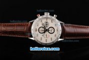 Tag Heuer Carrera Calibre 16 Chronograph Miyota Quartz Movement Swiss Coating Case with White Dial and Silver Numeral Markers