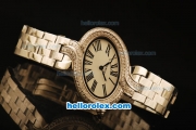 Cartier d'Art Asia Automatic Full Steel with White Dial and Diamond Bezel-Roman Markers