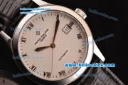 Patek Philippe Calatrava Swiss ETA 2824 Automatic Steel Case with Black Leather Strap White Dial