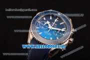 Omega Seamaster Planet Ocean Chrono Swiss Valjoux 7750 Automatic Titanium Case with Blue Dial and Stick Markers (BP)