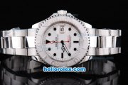 Rolex Yacht-Master Oyster Perpetual Chronometer Automatic with White Dial,White Bezel and Black Round Bearl Marking-Small Calendar