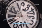 Gaga Milano Italy Asia 6497 Manual Winding PVD Case with Silver Dial and Black Strap -Black Markers