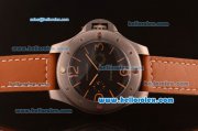 Panerai Radiomir Brevettato Swiss ETA 6497 Manual Winding Titanium Case with Black Dial and Orange Leather Strap-1:1 Original