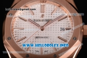 Audemars Piguet Royal Oak 41 MM Clone AP Calibre 3120 Automatic Rose Gold Case/Bracelet with White Dial and Stick Markers - 1:1 Original (JF)