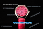 Cartier Ballon Bleu De Small Swiss Quartz Steel Case with Hot Pink Dial Roman Numeral Markers and Hot Pink Leather Strap