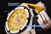 Hublot King Power Chronograph Swiss Valjoux 7750 Automatic Steel Case with White Bezel and Yellow Dial