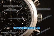 Rolex Explorer Chronograph Miyota OS20 Quartz Steel Case with Black Dial Steel Bezel and Black Leather Strap