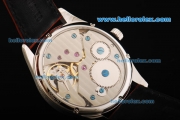 IWC Manual Winding Movement Steel Case with White Dial and Brown Leather Strap