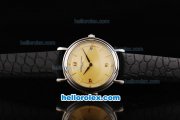 Vacheron Constantin Patrimony Swiss ETA 2824 Automatic Movement Gold Dial with Roman/Stick Markers and Steel Case-Black Leather Strap Vacheron Constantin Patrimony Swiss ETA 2824 Automatic Movement Gold Dial with Roman/Stick Markers and Steel Case-Black Leather Strap