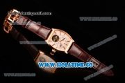 Vacheron Constantin Malte Tourbillon Power Reserve Swiss Tourbillon Manual Winding Rose Gold Case with White Dial Stick Markers and Brown Leather Strap