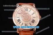 Cartier Rotonde de Cartier Astrotourbillon Asia 2813 Automatic Rose Gold Case with Rose Gold Dial Roman Numeral Markers and Brown Leather Strap