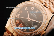 Rolex Datejust Oyster Perpetual Automatic Movement Full Rose Gold with Black Dial and Diamond Bezel