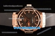 Hublot Big Bang Tutti Japanese Miyota Quartz Rose Gold Case with Black Dial Stick Markers and Black Rubber Strap