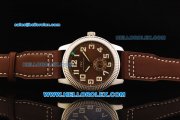 IWC Pilot's Watch Asia Manual Winding Movement Steel Case with Brown Dial and Brown Leather Strap