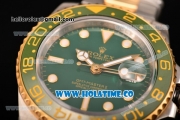 Rolex GMT-Master II Oyster Perpetual Automatic Two Tone with Green Bezel, Green Dial and White Round Bearl Marking-Small Calendar